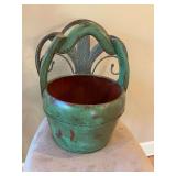 Chippy green distressed pail 121/2” x 11” x 16”