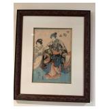 Nicely framed 19” x 23” antique Japanese wood block beauty print