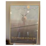 20” x 28” Texas Forklift Festival 1981 poster framed. Brad Braine Rare Longhorn Balloon
