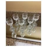 Bohemian Belfast cut glass Crystal with faceted ball cordials. 4 1/4 inches- set of six.