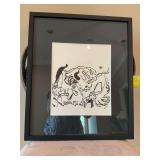 15“ x 18“ black framed wood block engraved print  II for Klang by artist Wassily Kandinsky