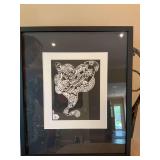 15 x 18“ black framed wood cut print by artist Wassily Kandinsky titled “10 Original”