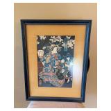 Antique Kunisada Japanese Geisha wood block print 16 1/2” x 21 1/2”