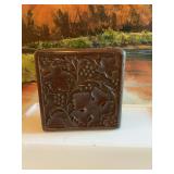 Antique hand carved 6 in.² Ivy wooden box