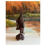 Antique hand carved Chinese wooden statue. 7 inches.