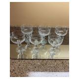 Bohemia Belfast cut Crystal glass with faceted ball champagne stems -5 inches- set of six