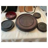 Group of five mixed sizes vase/jar stands