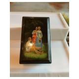 Vintage Russian hand-painted lacquer box 4” x 7”