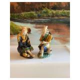 ￼￼ Two vintage Chinese mud men figurines 4 1/2 inches tall. Does have damage as shown
