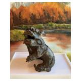 7“ x 6“ Bronze Japanese Edo period Guardian Lion/ Foo Dog inscence burner.