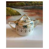Antique Nippon Japan hand-painted porcelain sugar bowl with lid.