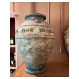 14 inch concrete urn style pot reading- a time to reap and a time to plant