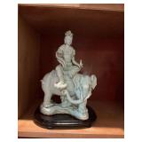 Old Tang Sancai manjuist Samantabhadra Boddhisattva porcelain ￼Elephant statue. ￼20” x 15” without stand.. Stand is included.