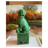 Vintage 11 inch green porcelain Jingdezhen Foo Dog Lion statue