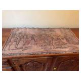 19 1/2” x 36” tapestry of dancing in the streets. Made in Belgium.