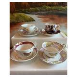 Assortment of cup and saucer sets with one bowl. See photos.