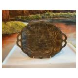 8” Vintage Japanese themed ornate metal  trinket tray and a 3 3/4” Cloisonne mini vase