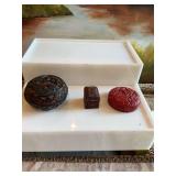 Chinese Cinnabar lacquer Cloisonne ￼4 inch round trinket box with a 3 inch red lacquer top