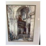18 1/2“ x 24 1/2“ black and gold framed Cathedral print