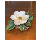 “Magnolia” by Andrea - porcelain home decor piece - one tiny chip on one leaf - #6809 - 6-1/2” long x 3-1/2” tall