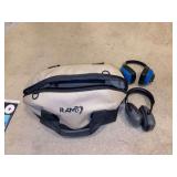 RAM canvas bag with (2) pair of ear protection muffs - Academy brand and Howard Leight L1