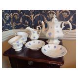 8 pieces of possibly Chelsey Blue China - not marked - there is chipping