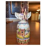 Jim Shore Heartwood Creek "Blessed are the Faithful" Angel Holding Church (#4006931) - 11” tall