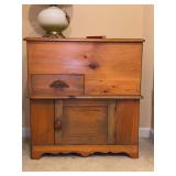 Antique 19th C. Rustic Pine Wood Lift Top Dry Sink Washstand Commode Cabinet - 29 x 17-1/4 x 31-1/4