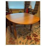 Vintage solid light oak drop-leaf table featuring turned and reeded legs - 38 x 22-1/2 x 28-1/2 tall (leaves down) - 49” with leaves up