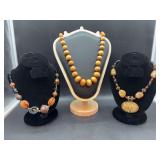 Grouping of (3) very nice chunky beaded necklaces