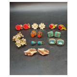 Grouping of vintage clip-on and screw-back earrings