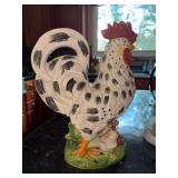Beautifully detailed ceramic rooster with 2 chicks - 13-1/2” tall