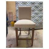 Beige 24" Upholstered Counter Height Barstool with Nailheads - comes with gray cover