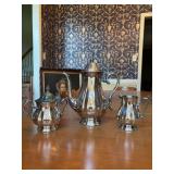 3-piece International Silver Co. silverplate set - includes coffee/tea pot and lidded sugar/creamer