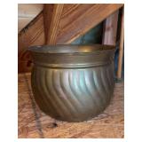 Round Brass Planter - 11-3/4”D x 8-3/4” tall - has blemishes