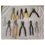 Grouping of pliers, wire cutters, needle nose