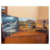 Grouping of (3) various size oil on board paintings - 2 are by Gertrude T. Buffan