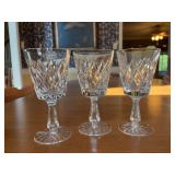 Set of (3) Waterford Crystal Water Goblets with Diamond Cut Design - 6-3/4” tall
