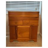 Antique 19th C. Rustic Pine Wood Lift Top Dry Sink Washstand Commode Cabinet - 29 x 17-1/4 x 31-1/4