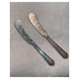 Set of (2) Watson Company monogrammed Sterling butter spreaders - 53.91 grams