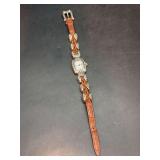 Brighton Mazatlan Silver-Tone Brown Leather Watch