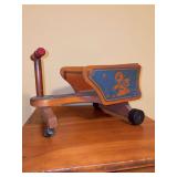Vintage (1950s) Mid-Century Wooden Doll Stroller - missing tall push handle - 13-1/2 long x 8-3/4 tall