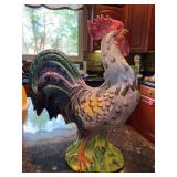 Vintage Italian made colorful Jay Willfred (Andrea by Sadek) ceramic rooster - 16” tall - some flea bites on tip of tail feathers