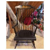 Vintage Hitchcock-style black and gold stenciled Windsor-style rocking chair - not marked but could possibly be Nichols & Stone