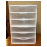 (2) Sterilite 3-drawer stackable organizers - 14 x 13 x 21 tall