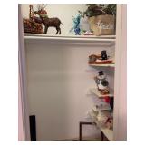 Contents of bedroom closet - Christmas decor, frames, linen napkins and more - see all pics - unknown if games are complete