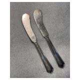 Set of (2) Watson Company monogrammed Sterling butter spreaders - 58.70 grams