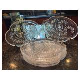 Set of (7) vintage Homestead (or Hospitality) clear glass snack plate made by the Federal Glass Company (no cups)