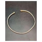 Silver-tone twisted rope cable choker