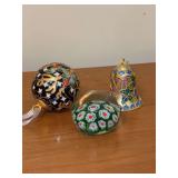 (2) cloisonné ornaments and a Murano-like paperweight - all are smaller in size